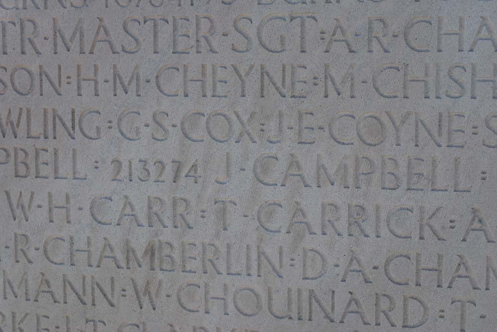 Private James Campbell, Vimy Memorial, France (Photo: C. Duncan, 2018)