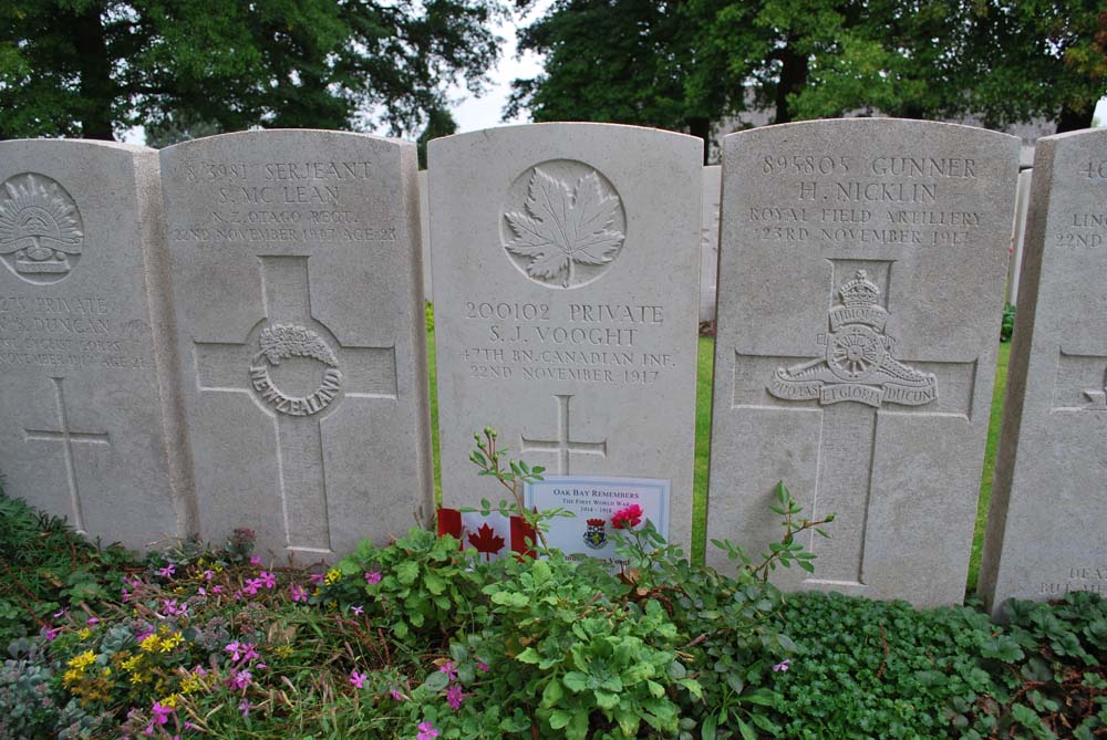 Private Samuel James Vooght, Lijssenthoek Military Cemetery, Belgium (Photo: C. Duncan, 2018)
